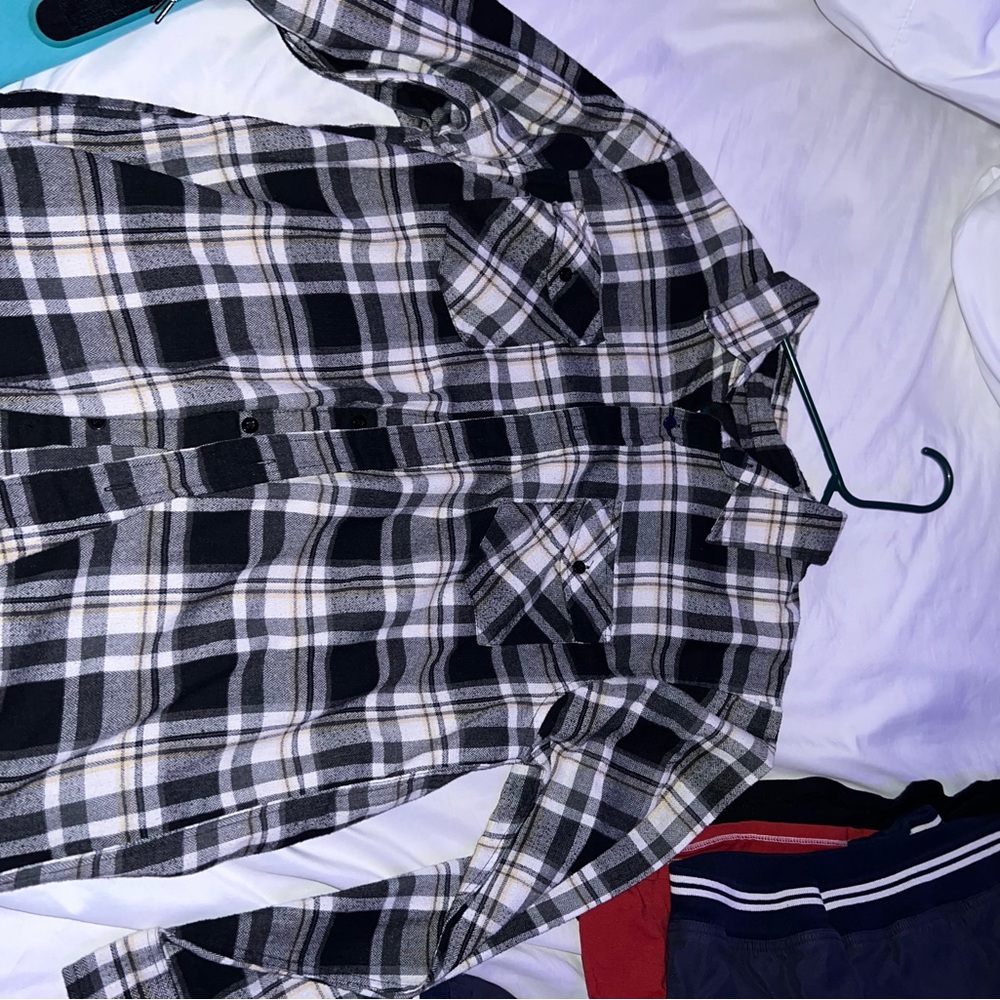 RSQ Black and White Flannel button down